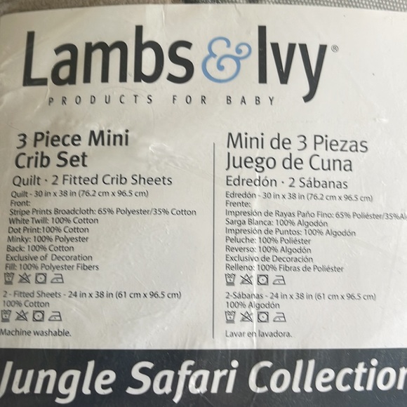Lambs & Ivy Jungle Safari Elephant 3-Piece
Mini Crib Bedding Set - Gray/White - Picture 2 of 3